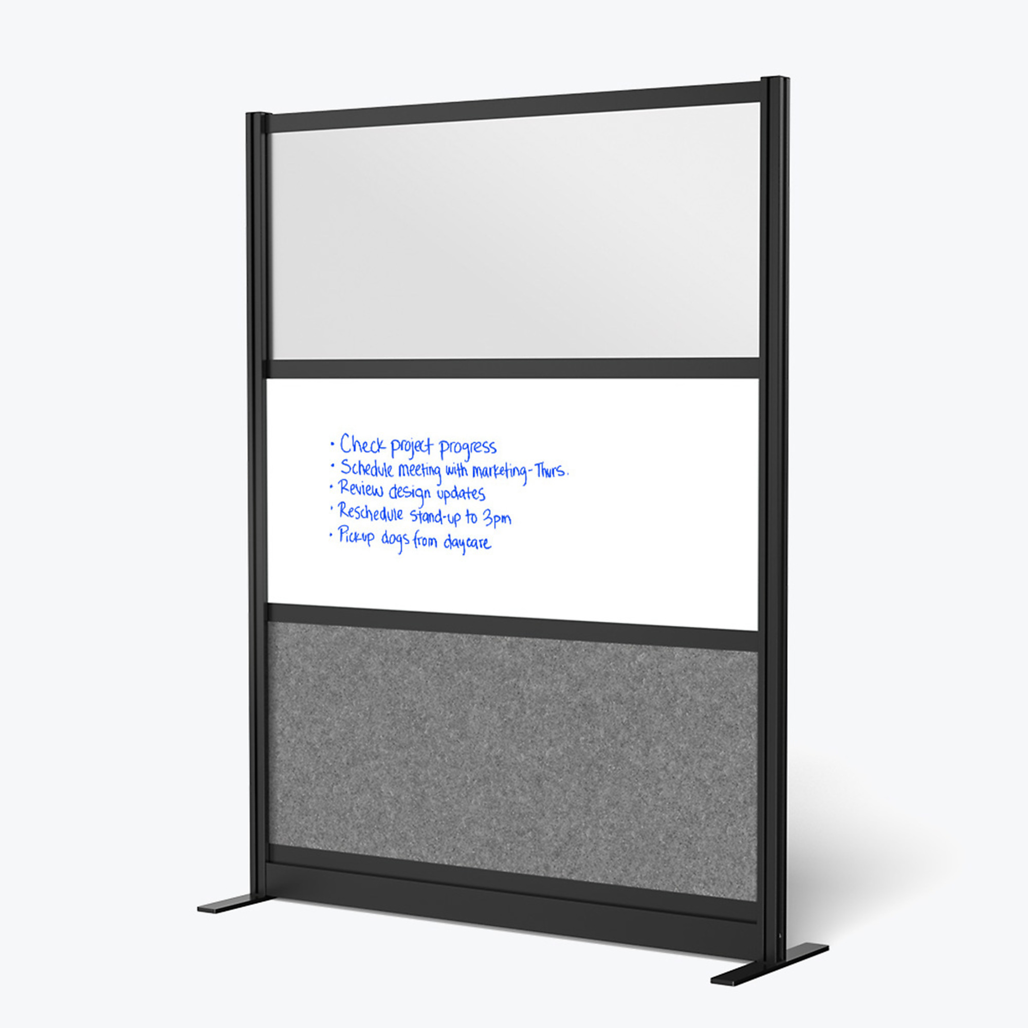 Luxor Modular Wall Divider System - 53in. x 70in., Polypropylene/PET Polyester Fabric, Black, Model# MW-5370-FWCGWB